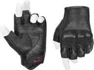 🧤 top-rated men’s summer fingerless leather motorcycle gloves with knuckle armor - g11-black, size l logo