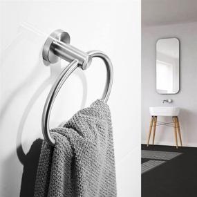 img 3 attached to 🛁 Sleek and Sturdy BESy SUS304 Stainless Steel Hand Towel Ring: Effortless Drill-Free or Wall Mounted Installation with Glue or Screws, Durable Round Pedestal Design in Brushed Nickel Finish for Bathrooms