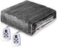 king size electric heated blanket with 10 heating levels &amp; 10 hours auto shut 🔌 off, machine washable, warm comfort throw blanket for home office bed sofa, 100&#34; x 90&#34;, grey logo