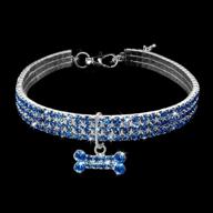 dazzling rhinestone bone pet collar - perfect for dogs & cats at parties & weddings - jewelry accessory with amazing 3-row rhinestones логотип