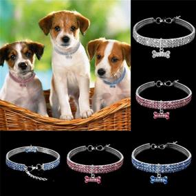 img 1 attached to Dazzling Rhinestone Bone Pet Collar - Perfect for Dogs & Cats at Parties & Weddings - Jewelry Accessory with Amazing 3-Row Rhinestones