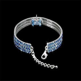 img 3 attached to Dazzling Rhinestone Bone Pet Collar - Perfect for Dogs & Cats at Parties & Weddings - Jewelry Accessory with Amazing 3-Row Rhinestones