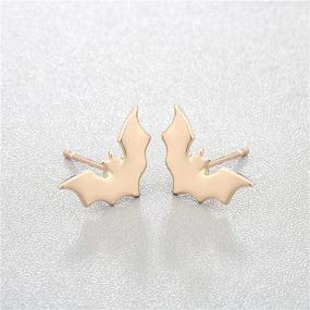 img 1 attached to 🦇 Coadipress Small Bat Stud Earrings - Trendy Personalized Gold Silver Plated Punk Jewelry for Women Girls - Gothic Spooky Vampire Halloween Gift