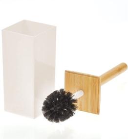 img 1 attached to 🚽 mDesign Square Toilet Brush and Holder Set – Strong Bristles for Effective Toilet Bowl Cleaning – Functional and Stylish Bathroom Accessories – Cream/Natural