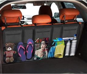img 2 attached to Оптимизированный органайзер багажника для автомобиля со 9 просторными сумками для хранения, задняя вешалка для хранения для аккуратного и эффективного хранения багажника автомобиля