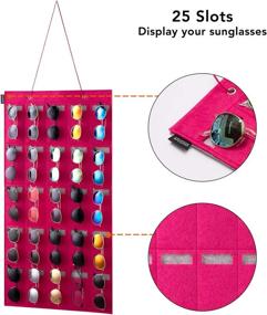 img 3 attached to 🕶️ AFUOWER Sunglasses Organizer Storage Hanging Wall, Men Women Sunglasses Holder, 25 Slot Eyewear Display Wall Mounted (Pink) - Optimize Your Search!