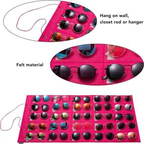 img 2 attached to 🕶️ AFUOWER Sunglasses Organizer Storage Hanging Wall, Men Women Sunglasses Holder, 25 Slot Eyewear Display Wall Mounted (Pink) - Optimize Your Search!