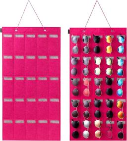 img 4 attached to 🕶️ AFUOWER Sunglasses Organizer Storage Hanging Wall, Men Women Sunglasses Holder, 25 Slot Eyewear Display Wall Mounted (Pink) - Optimize Your Search!