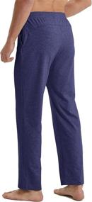 img 3 attached to 🧘 Men's Cotton Yoga Sweatpants: Open Bottom Joggers for Straight Leg Running, Casual Loose Fit Athletic Pants with Pockets