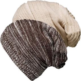 img 4 attached to 🧣 Cozy Unisex Winter Slouchy Beanie Hat - Pack of 2, Knit Soft & Oversized Warm Hats for Men & Women