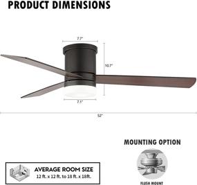 img 2 attached to 🌀 WINGBO 52-Inch Flush Mount Modern Ceiling Fan with Light and Remote Control, Hugger Ceiling Fan in Old Bronze, 3 Reversible Blades, Low Profile LED Ceiling Fan for Living Room Kitchen Bedroom, ETL Listed