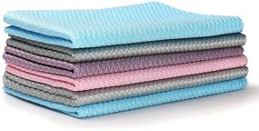 img 4 attached to 🧽 Lint Free Microfiber Cleaning Cloth Set - 6pcs, Streak Free Window Cleaning, Highly Absorbent Household Rags, Reusable Towels for Cars, Windows, Dish, Kitchen - 16” x 12”