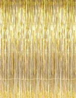 🎉 shimmer and shine with goer 3.2ft x 9.8ft metallic gold tinsel foil fringe curtains: perfect for parties, weddings, and photo backdrops! logo