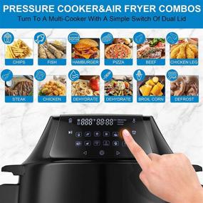 img 3 attached to 🍳 17-In-1 Instapot 6 Quart Electric Pressure Cooker Air Fryer Combo, 1500W Slow Cooker, Multicooker, Rice Cooker with Nested Broil Rack/Two Detachable Lids, Smart LED Touchscreen, Recipe Book