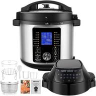 🍳 17-in-1 instapot 6 quart electric pressure cooker air fryer combo, 1500w slow cooker, multicooker, rice cooker with nested broil rack/two detachable lids, smart led touchscreen, recipe book логотип