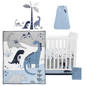 img 3 attached to 🦕 Набор постельного белья Lambs & Ivy Baby Dino Blue/White Dinosaur для детской комнаты 6 предметов - милые и удобные принадлежности для детской комнаты вашего малыша в динозаврском стиле