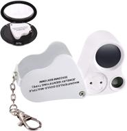 🔍 jiusion portable lighted led illuminated jewelry magnifier - 30x 60x handheld dual lens eye loupe magnifying glasses micro microscope with keychain and lanyard logo