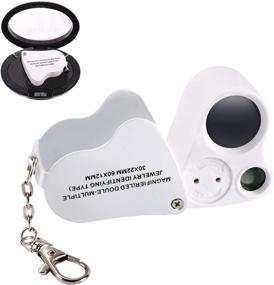 img 4 attached to 🔍 Jiusion Portable Lighted LED Illuminated Jewelry Magnifier - 30X 60X Handheld Dual Lens Eye Loupe Magnifying Glasses Micro Microscope with Keychain and Lanyard