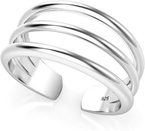 img 1 attached to Sophisticated Sterling Silver Toe 💍 Band: Metal Factory's Adjustable 3 Row Ring
