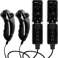 2-pack wii remote controller, techken replacement built-in motion sensor plus controller and nunchuck set (black) logo