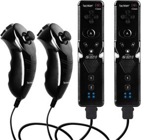 img 4 attached to 2-Pack Wii Remote Controller, TechKen Replacement Built-in Motion Sensor Plus Controller and Nunchuck Set (Black)