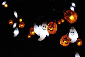 img 2 attached to 🎃 JOYIN Ghost and Pumpkin LED String Lights - 19.7 Ft Long, 30 LEDs, Battery Powered Halloween Decoration Lights in Warm/Cool Orange/White Colors