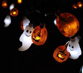 img 3 attached to 🎃 JOYIN Ghost and Pumpkin LED String Lights - 19.7 Ft Long, 30 LEDs, Battery Powered Halloween Decoration Lights in Warm/Cool Orange/White Colors