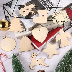 img 3 attached to 🎄 Tatuo 120 Pieces Unfinished Wooden Ornaments: Christmas Wood Ornaments Hanging Embellishments Crafts for DIY - 10 Shapes. Perfect for Christmas Hanging Decoration!