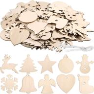 🎄 tatuo 120 pieces unfinished wooden ornaments: christmas wood ornaments hanging embellishments crafts for diy - 10 shapes. perfect for christmas hanging decoration! logo