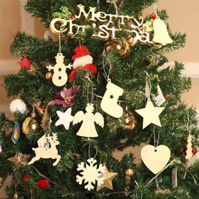 img 2 attached to 🎄 Tatuo 120 Pieces Unfinished Wooden Ornaments: Christmas Wood Ornaments Hanging Embellishments Crafts for DIY - 10 Shapes. Perfect for Christmas Hanging Decoration!