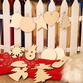 img 1 attached to 🎄 Tatuo 120 Pieces Unfinished Wooden Ornaments: Christmas Wood Ornaments Hanging Embellishments Crafts for DIY - 10 Shapes. Perfect for Christmas Hanging Decoration!