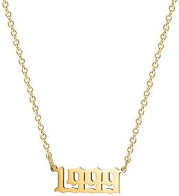 img 4 attached to 🎉 Stunning Birthday Year Necklace: 18K Gold Plated Stainless Steel Pendant Jewelry for Women and Girls, Perfect for Memorable Anniversaries