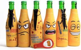 img 2 attached to 🍺 6-Pack Funny Quotes & Cartoons Beer Bottle Sleeve Covers - Thick Neoprene, Fully Stitched, Non-Glued Base + Bottle Opener - Trendy Gift for Amazing Drinkers & Hosting Item #6B-YFC