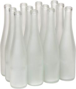 img 1 attached to North Mountain Supply 375Ml Frosted Glass Stretch Hock Wine Bottle Flat-Bottomed Cork Finish - Case Of 12