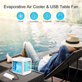 img 2 attached to 🌬️ Portable Personal Air Conditioner with Icebox, Mini 3 Speed Air Conditioner for Room & Office, Table Fan with Air Humidifier, USB Cable, Quiet Operation, 7-Color Night Light