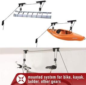 img 3 attached to 🚲 Heavy Duty Ceiling Mounted Bike Hoist Pulley for Garage - Black | Mountain Bike Hanging Rack for Efficient Storage