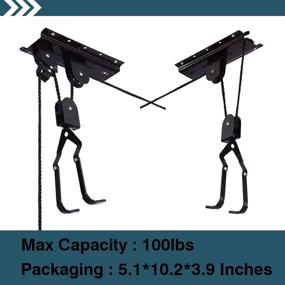 img 1 attached to 🚲 Heavy Duty Ceiling Mounted Bike Hoist Pulley for Garage - Black | Mountain Bike Hanging Rack for Efficient Storage