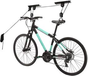 img 4 attached to 🚲 Heavy Duty Ceiling Mounted Bike Hoist Pulley for Garage - Black | Mountain Bike Hanging Rack for Efficient Storage