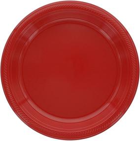 img 1 attached to 🍽️ AMCRATE Red Plastic Party Plates - 10.4" Disposable Plates for Weddings, Parties, Birthdays, Dinners, Lunches - Pack of 50