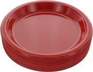 🍽️ amcrate red plastic party plates - 10.4" disposable plates for weddings, parties, birthdays, dinners, lunches - pack of 50 logo