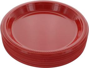 img 2 attached to 🍽️ AMCRATE Red Plastic Party Plates - 10.4" Disposable Plates for Weddings, Parties, Birthdays, Dinners, Lunches - Pack of 50