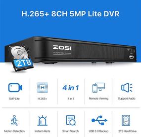 img 2 attached to 🎥 ZOSI H.265+ 5MP Lite 8 Channel CCTV DVR Recorder with 2TB Hard Drive, Remote Access, Motion Alert Push, 4-in-1 Hybrid Capability (Analog/AHD/TVI/CVI), Full HD 1080p Surveillance DVR for Security Camera