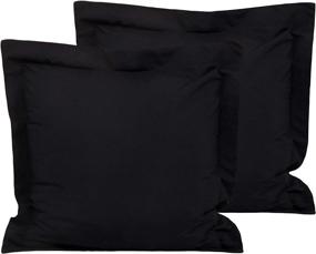 img 4 attached to 🛏️ FLXXIE 2 Pack European Pillow Shams - Ultra Soft Microfiber, Premium Quality, 26&#34; x 26&#34; (Black, Euro)