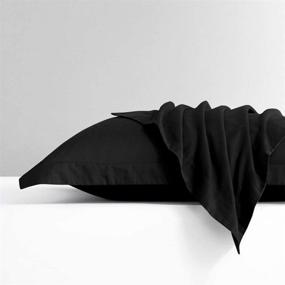 img 1 attached to 🛏️ FLXXIE 2 Pack European Pillow Shams - Ultra Soft Microfiber, Premium Quality, 26&#34; x 26&#34; (Black, Euro)