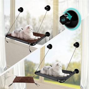 img 4 attached to 🐱 Large Cat Window Perch with Suction Cups - Holds 2 Cats, up to 25lbs - Suitable for Windows Over 28" Wide - Topmart Cat Window Hammock