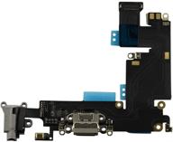 cohk usb charging port dock flex cable with microphone and audio jack assembly for iphone 6 plus 5.5 inch in grey - high-quality compatible replacement logo