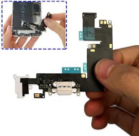 img 3 attached to COHK USB Charging Port Dock Flex Cable with Microphone and Audio Jack Assembly for iPhone 6 Plus 5.5 inch in Grey - High-Quality Compatible Replacement