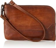 frye melissa wristlet in brown - women's handbags and wallets logo
