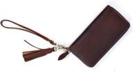 hickory leather wristlet: sturdy capacity women's handbags & wallets with blocking feature logo