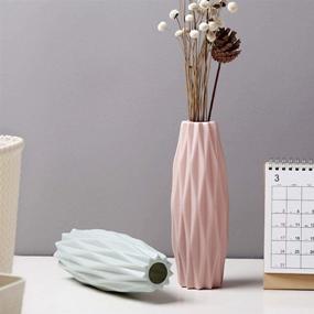 img 2 attached to 🌸 Creative Plastic Flower Vases - Minimalist Decorative Vase for Floral Arrangements - Home & Office Decor - Pink - 5.5x5.5x21cm